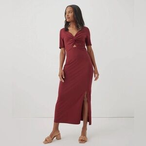 Pact Red Twist Cut Out Maxi Dress M